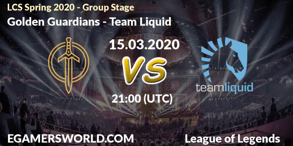 Golden Guardians - Team Liquid: прогноз. 22.03.20, LoL, LCS Spring 2020 - Group Stage