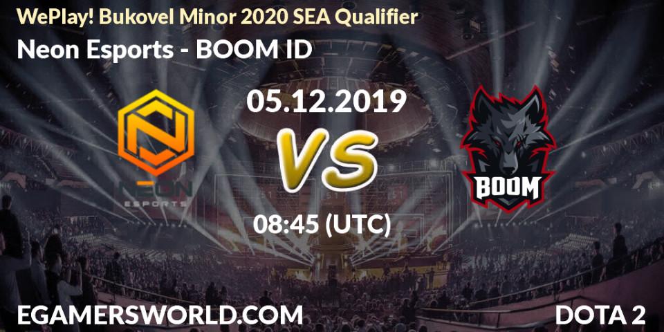 Neon Esports - BOOM ID: прогноз. 05.12.19, Dota 2, WePlay! Bukovel Minor 2020 SEA Qualifier
