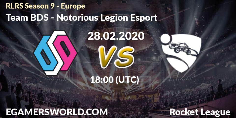 Team BDS - Notorious Legion Esport: прогноз. 28.02.2020 at 18:00, Rocket League, RLRS Season 9 - Europe