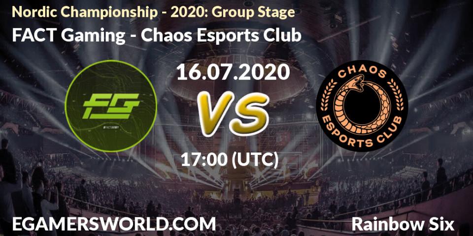 Ambush - Chaos Esports Club: прогноз. 16.07.2020 at 17:00, Rainbow Six, Nordic Championship - 2020: Group Stage