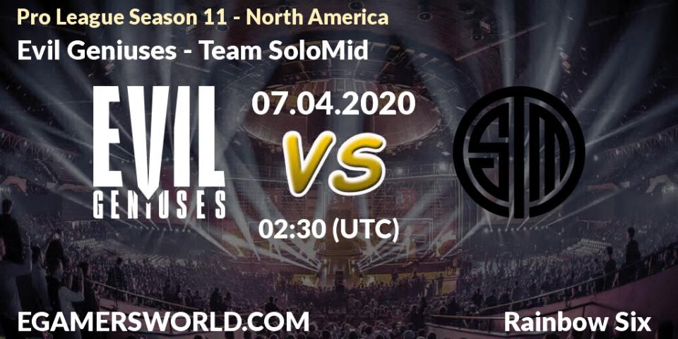 Evil Geniuses - Team SoloMid: прогноз. 07.04.20, Rainbow Six, Pro League Season 11 - North America