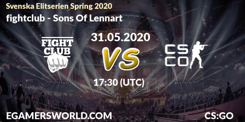 fightclub - Sons Of Lennart: прогноз. 31.05.2020 at 17:30, Counter-Strike (CS2), Svenska Elitserien Spring 2020