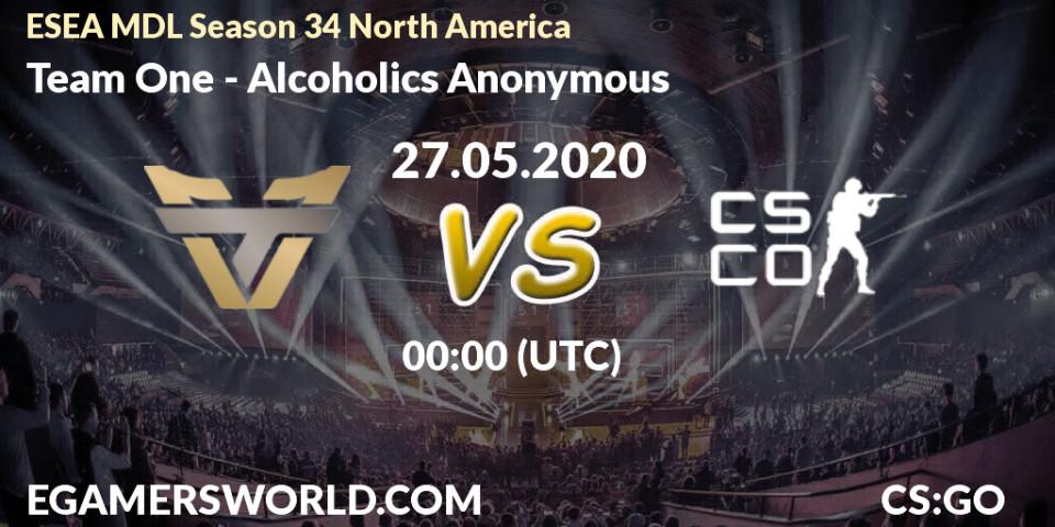 Team One - Alcoholics Anonymous: прогноз. 27.05.2020 at 00:10, Counter-Strike (CS2), ESEA MDL Season 34 North America