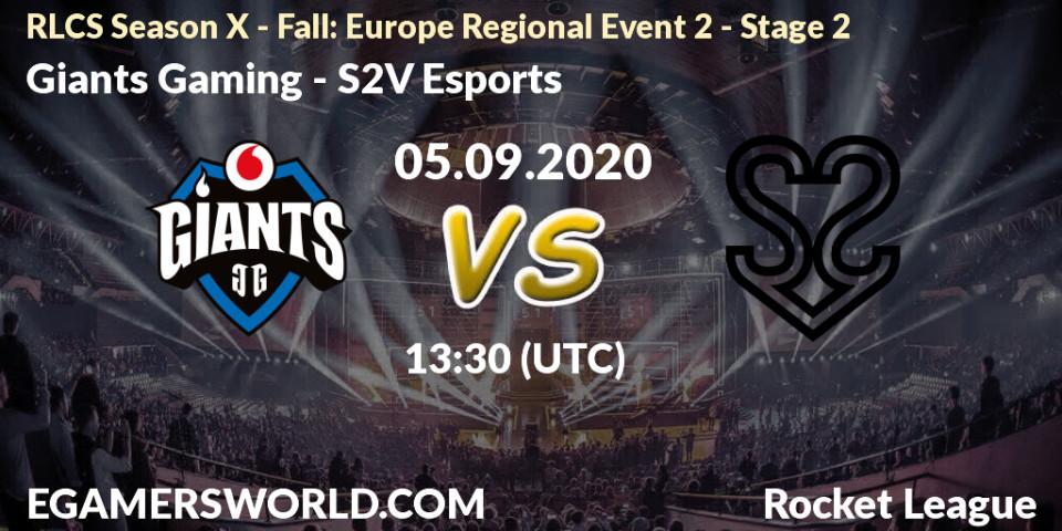 Giants Gaming - S2V Esports: прогноз. 05.09.2020 at 13:30, Rocket League, RLCS Season X - Fall: Europe Regional Event 2 - Stage 2