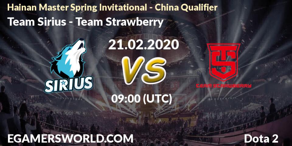 Team Sirius - Team Strawberry: прогноз. 21.02.20, Dota 2, Hainan Master Spring Invitational - China Qualifier