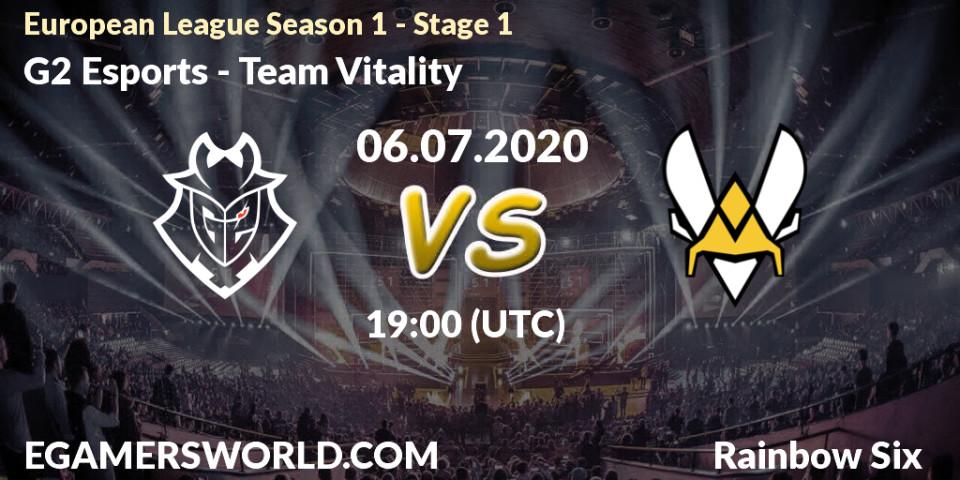 G2 Esports - Team Vitality: прогноз. 06.07.2020 at 19:00, Rainbow Six, European League Season 1 - Stage 1