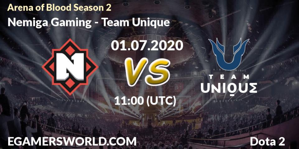 Nemiga Gaming - Team Unique: прогноз. 01.07.2020 at 11:00, Dota 2, Arena of Blood Season 2