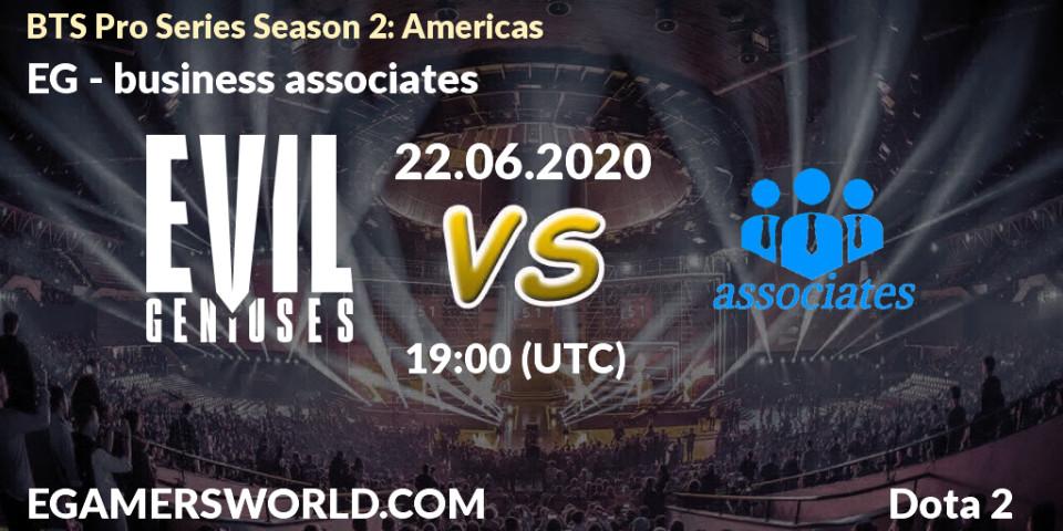 EG - business associates: прогноз. 22.06.2020 at 19:00, Dota 2, BTS Pro Series Season 2: Americas