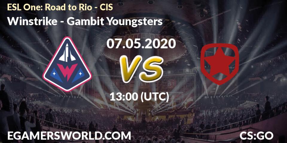 Winstrike - Gambit Youngsters: прогноз. 07.05.2020 at 13:00, Counter-Strike (CS2), ESL One: Road to Rio - CIS
