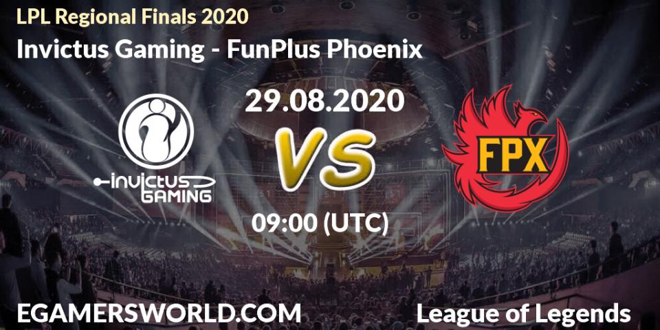 Invictus Gaming - FunPlus Phoenix: прогноз. 29.08.20, LoL, LPL Regional Finals 2020