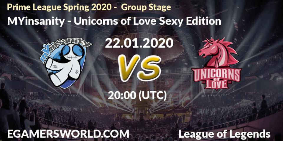 MYinsanity - Unicorns of Love Sexy Edition: прогноз. 23.01.20, LoL, Prime League Spring 2020 - Group Stage