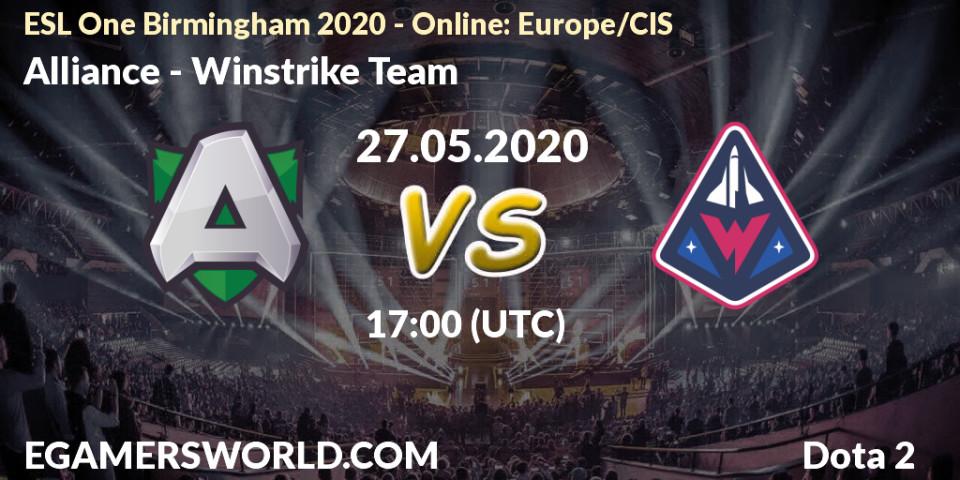 Alliance - Winstrike Team: прогноз. 27.05.20, Dota 2, ESL One Birmingham 2020 - Online: Europe/CIS