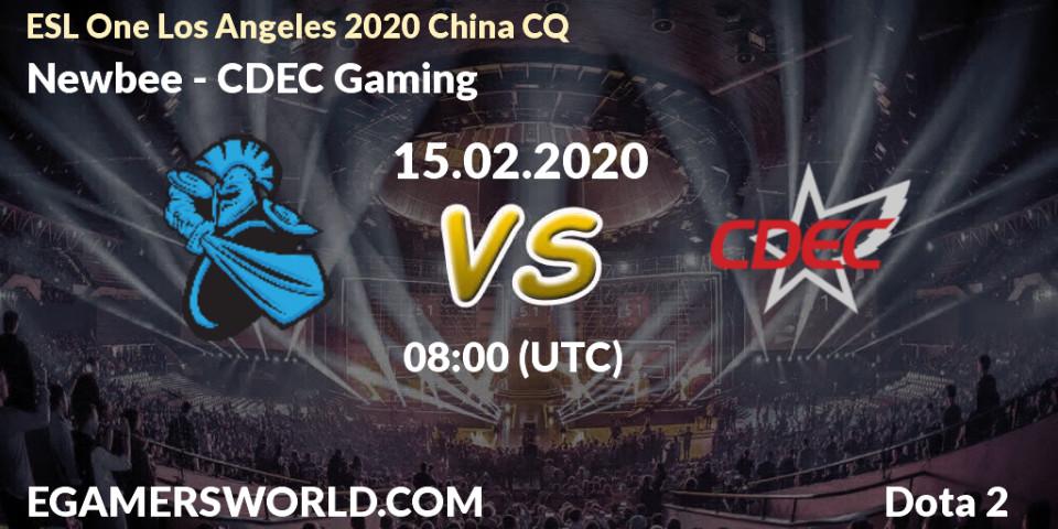 Newbee - CDEC Gaming: прогноз. 15.02.20, Dota 2, ESL One Los Angeles 2020 China CQ