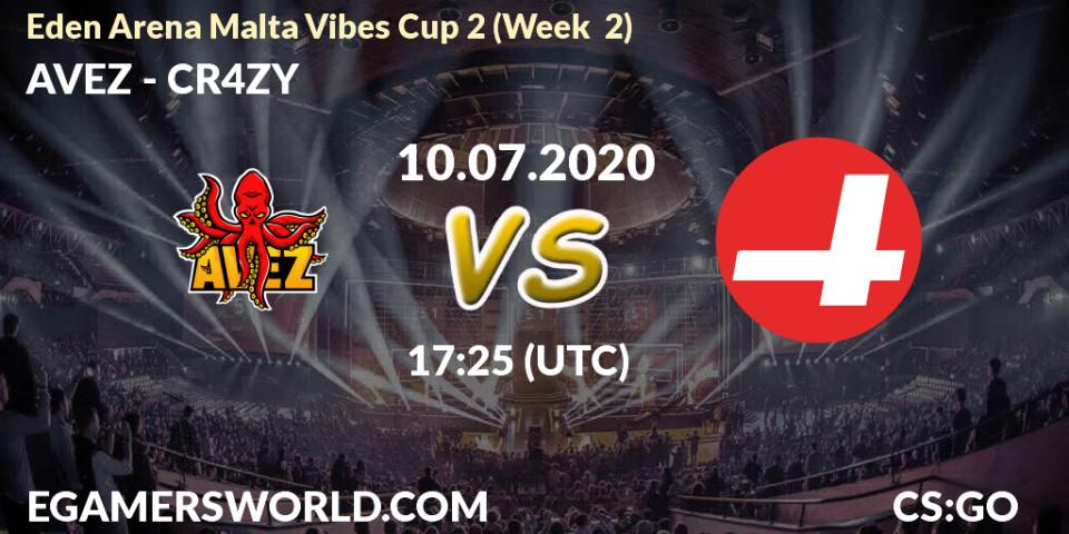 AVEZ - CR4ZY: прогноз. 10.07.2020 at 17:25, Counter-Strike (CS2), Eden Arena Malta Vibes Cup 2 (Week 2)