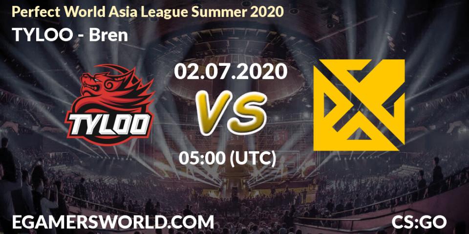TYLOO - Bren: прогноз. 02.07.2020 at 05:00, Counter-Strike (CS2), Perfect World Asia League Summer 2020