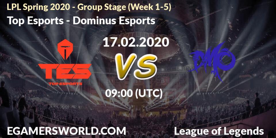 Top Esports - Dominus Esports: прогноз. 23.03.2020 at 06:00, LoL, LPL Spring 2020 - Group Stage (Week 1-4)