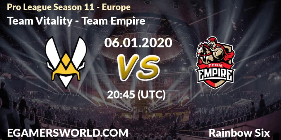 Team Vitality - Team Empire: прогноз. 06.01.20, Rainbow Six, Pro League Season 11 - Europe
