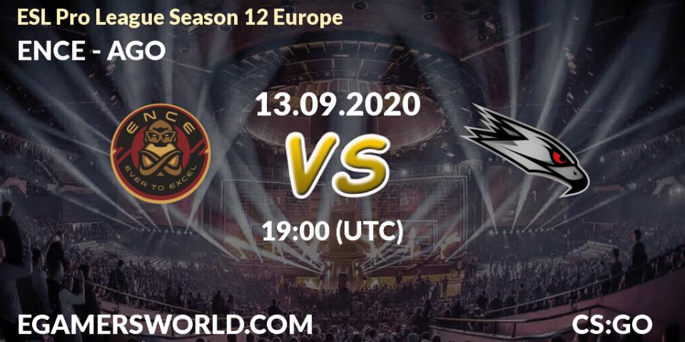ENCE - AGO: прогноз. 13.09.2020 at 19:00, Counter-Strike (CS2), ESL Pro League Season 12 Europe