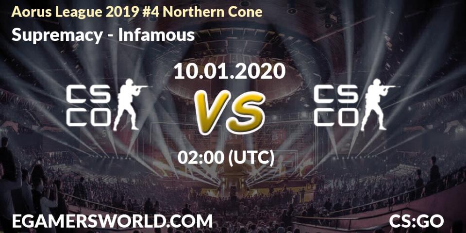 Supremacy - Infamous: прогноз. 10.01.2020 at 02:00, Counter-Strike (CS2), Aorus League 2019 #4 Northern Cone