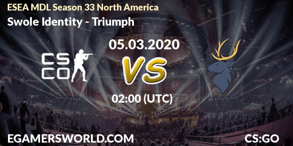 Swole Identity - Triumph: прогноз. 05.03.2020 at 02:30, Counter-Strike (CS2), ESEA MDL Season 33 North America