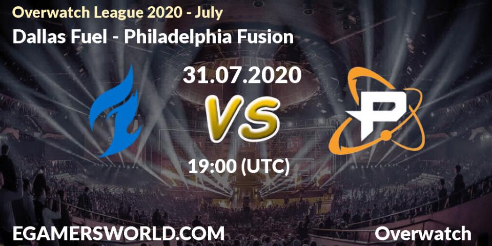 Dallas Fuel - Philadelphia Fusion: прогноз. 31.07.2020 at 19:00, Overwatch, Overwatch League 2020 - July