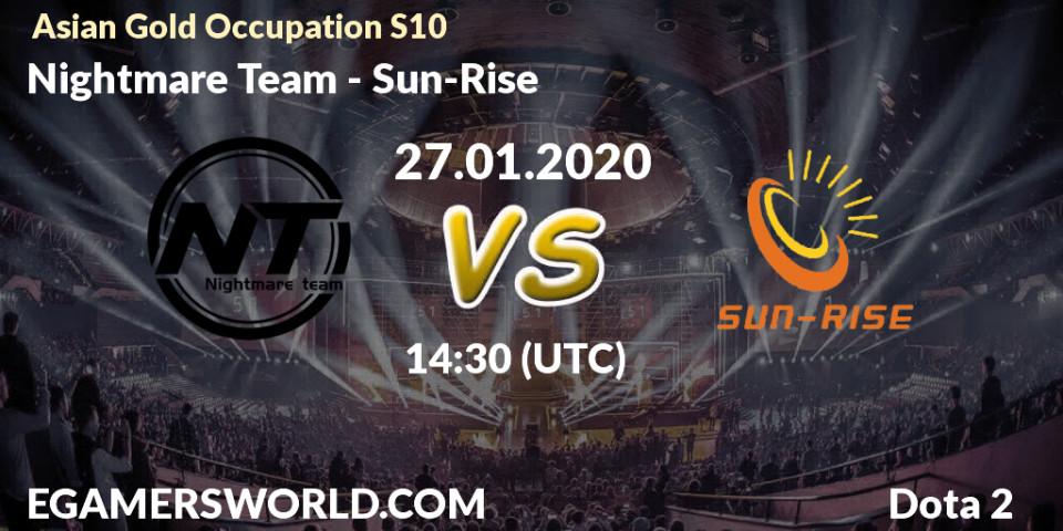 Nightmare Team - Sun-Rise: прогноз. 27.01.20, Dota 2, Asian Gold Occupation S10