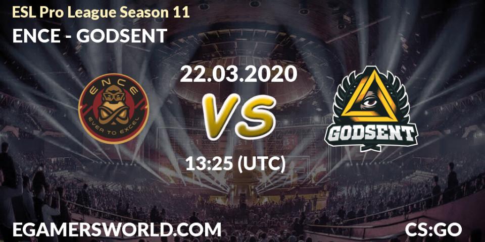 ENCE - GODSENT: прогноз. 22.03.2020 at 13:25, Counter-Strike (CS2), ESL Pro League Season 11: Europe
