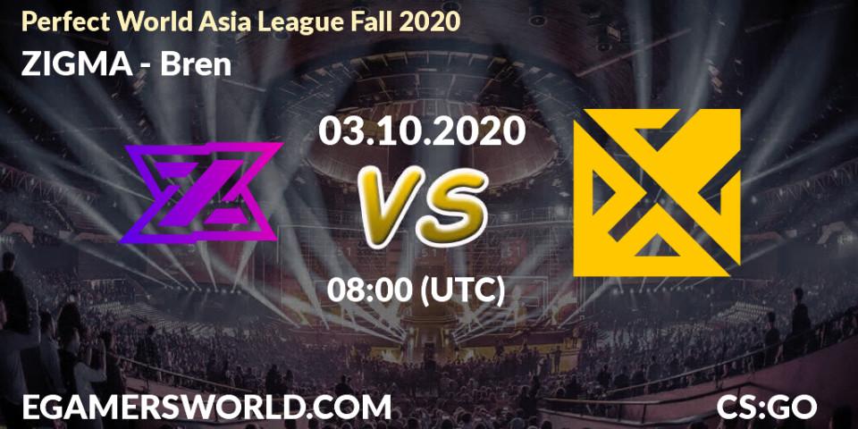 ZIGMA - Bren: прогноз. 03.10.2020 at 07:30, Counter-Strike (CS2), Perfect World Asia League Fall 2020