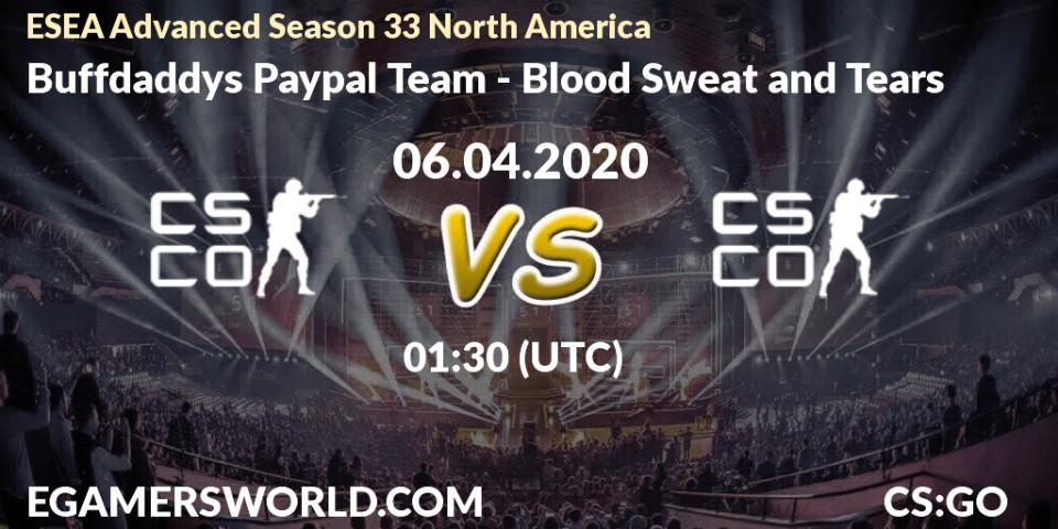 Buffdaddys Paypal Team - Blood Sweat and Tears: прогноз. 06.04.20, CS2 (CS:GO), ESEA Advanced Season 33 North America