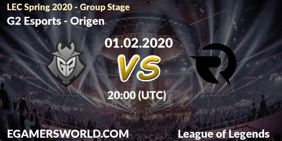 G2 Esports - Origen: прогноз. 01.02.20, LoL, LEC Spring 2020 - Group Stage