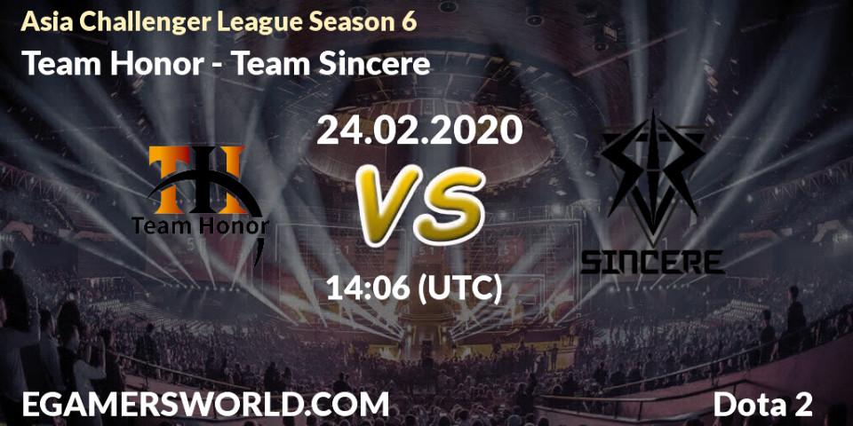 Team Honor - Team Sincere: прогноз. 24.02.20, Dota 2, Asia Challenger League Season 6