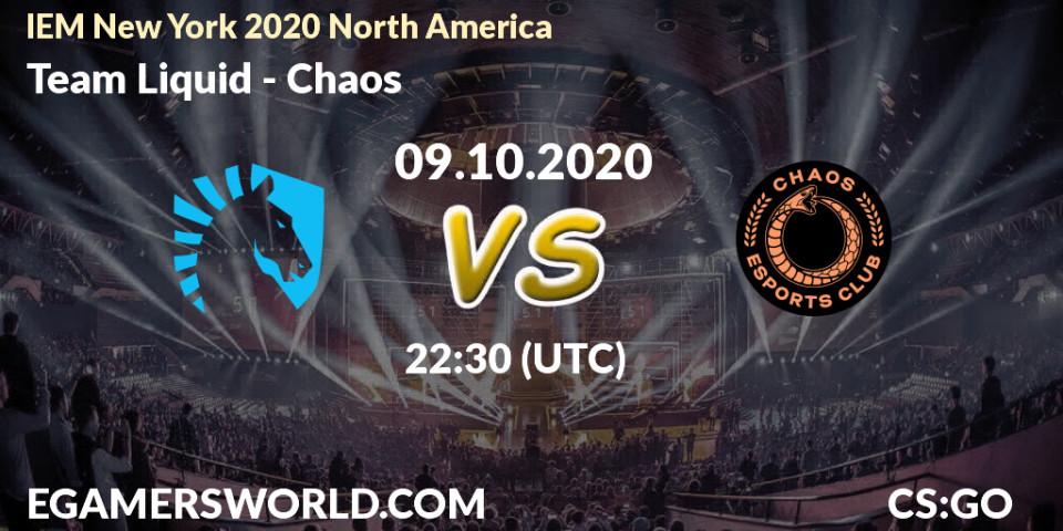 Team Liquid - Chaos: прогноз. 09.10.2020 at 22:30, Counter-Strike (CS2), IEM New York 2020 North America