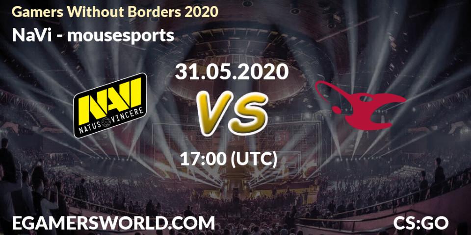 NaVi - mousesports: прогноз. 31.05.2020 at 17:05, Counter-Strike (CS2), Gamers Without Borders 2020
