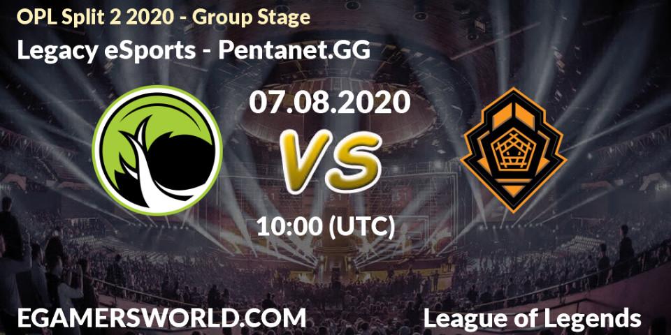 Legacy eSports - Pentanet.GG: прогноз. 07.08.20, LoL, OPL Split 2 2020 - Group Stage