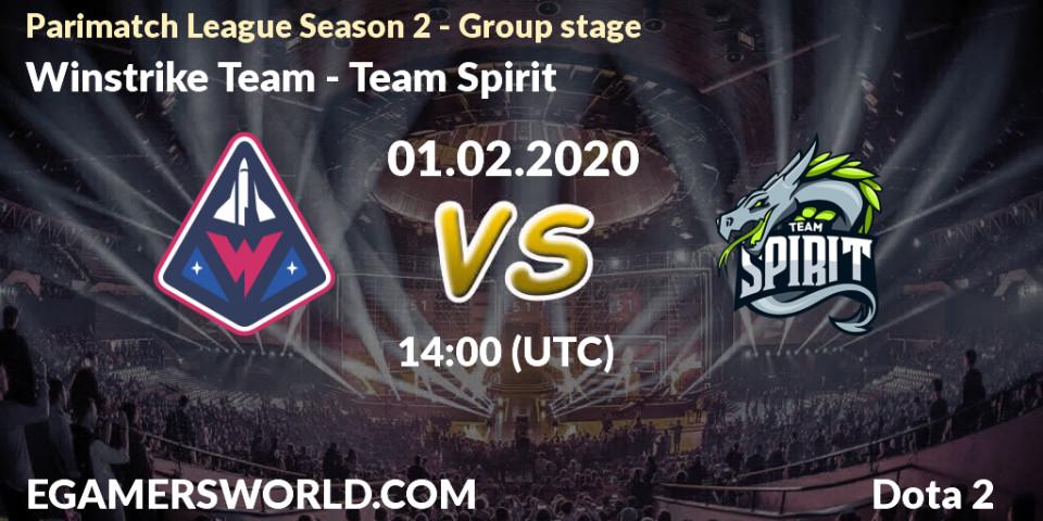 Winstrike Team - Team Spirit: прогноз. 01.02.20, Dota 2, Parimatch League Season 2 - Group stage