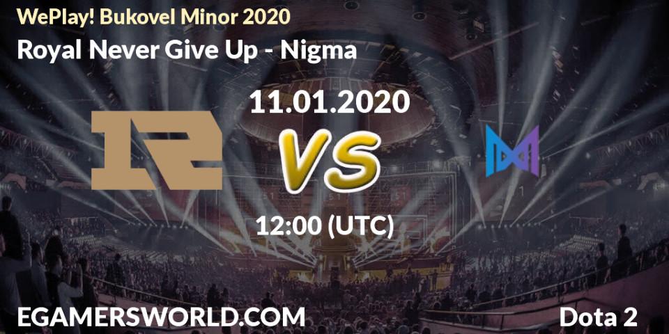 Royal Never Give Up - Nigma: прогноз. 11.01.20, Dota 2, WePlay! Bukovel Minor 2020