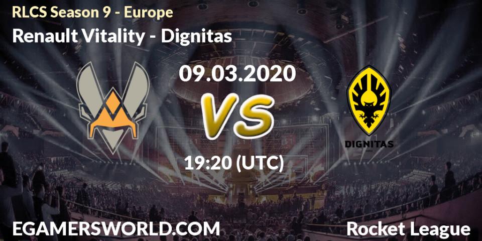 Renault Vitality - Dignitas: прогноз. 09.03.2020 at 19:05, Rocket League, RLCS Season 9 - Europe