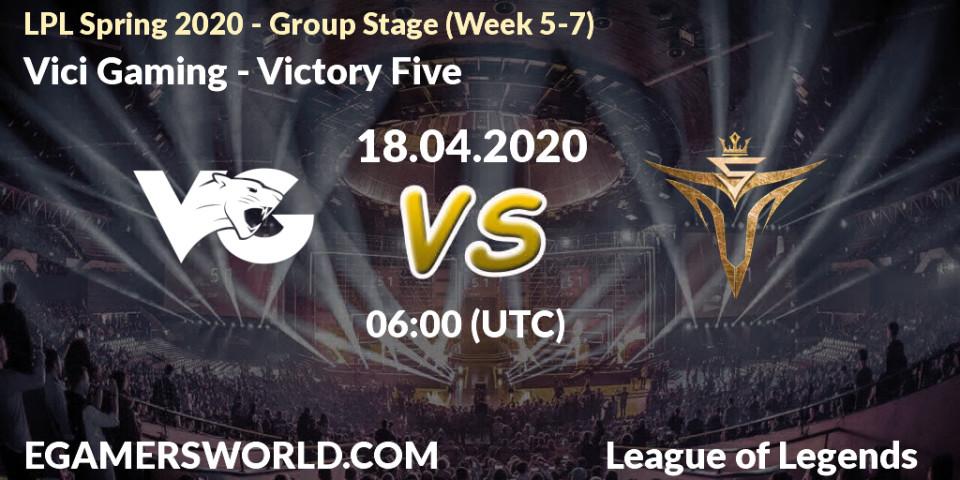 Vici Gaming - Victory Five: прогноз. 18.04.2020 at 07:00, LoL, LPL Spring 2020 - Group Stage (Week 5-7)