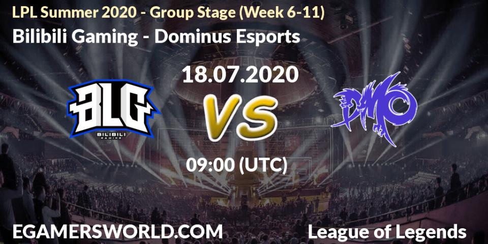 Bilibili Gaming - Dominus Esports: прогноз. 18.07.20, LoL, LPL Summer 2020 - Group Stage (Week 6-11)