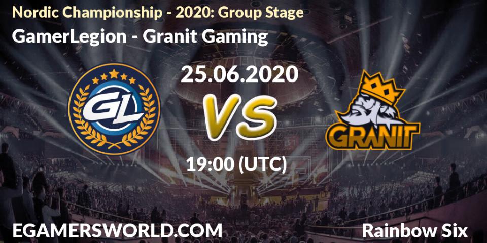 GamerLegion - Granit Gaming: прогноз. 25.06.2020 at 19:00, Rainbow Six, Nordic Championship - 2020: Group Stage