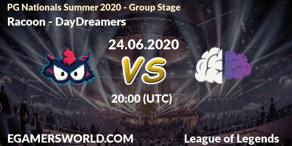 Racoon - DayDreamers: прогноз. 24.06.2020 at 19:45, LoL, PG Nationals Summer 2020 - Group Stage