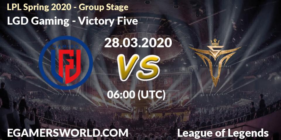 LGD Gaming - Victory Five: прогноз. 28.03.20, LoL, LPL Spring 2020 - Group Stage (Week 1-4)