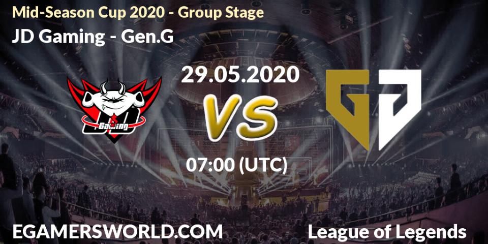 JD Gaming - Gen.G: прогноз. 29.05.2020 at 07:00, LoL, Mid-Season Cup 2020 - Group Stage