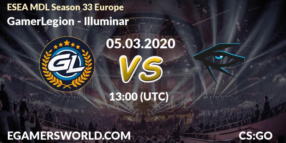 GamerLegion - Illuminar: прогноз. 05.03.2020 at 13:10, Counter-Strike (CS2), ESEA MDL Season 33 Europe