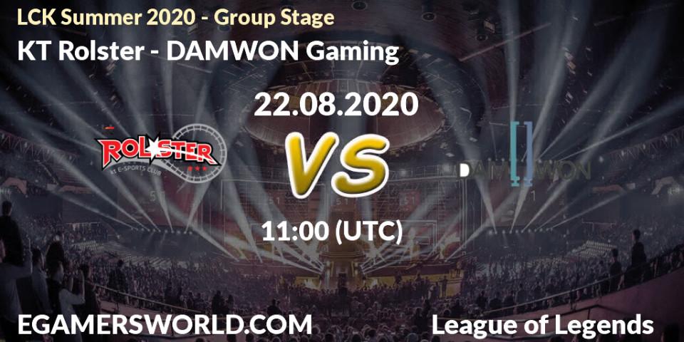 KT Rolster - DAMWON Gaming: прогноз. 22.08.2020 at 09:31, LoL, LCK Summer 2020 - Group Stage