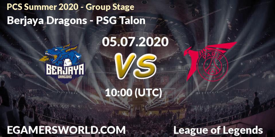 Berjaya Dragons - PSG Talon: прогноз. 05.07.2020 at 10:00, LoL, PCS Summer 2020 - Group Stage