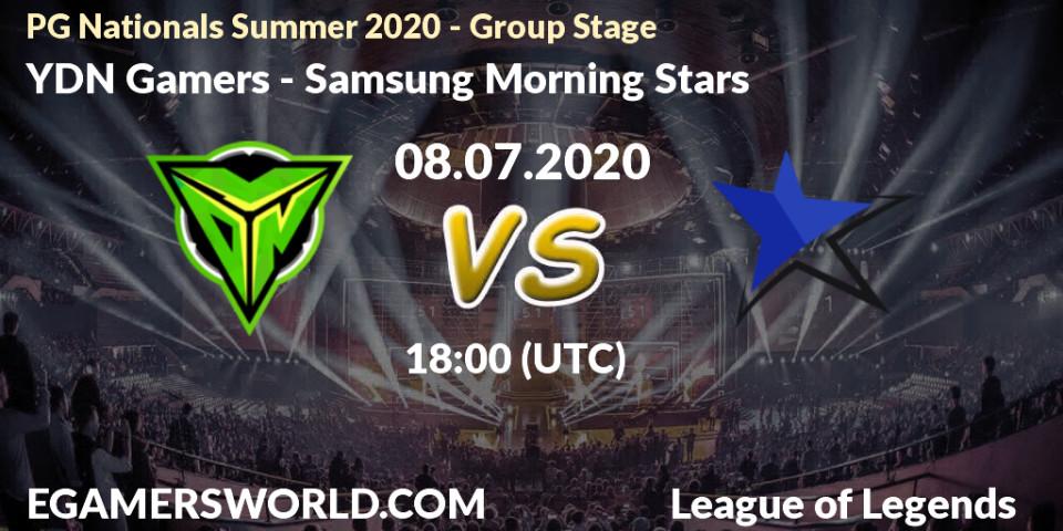 YDN Gamers - Samsung Morning Stars: прогноз. 08.07.2020 at 18:00, LoL, PG Nationals Summer 2020 - Group Stage