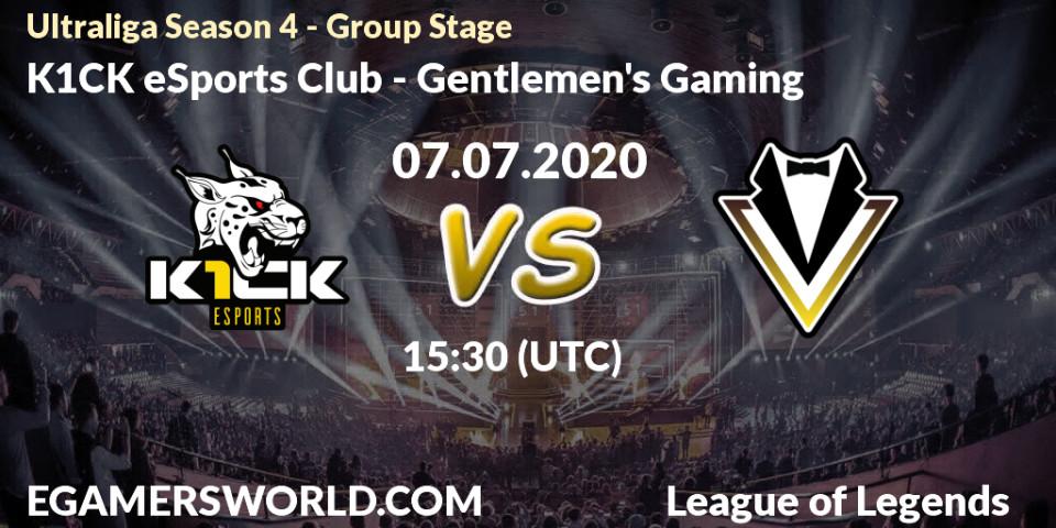 K1CK eSports Club - Gentlemen's Gaming: прогноз. 07.07.20, LoL, Ultraliga Season 4 - Group Stage
