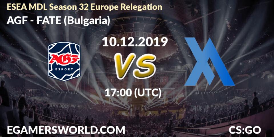 AGF - FATE (Bulgaria): прогноз. 10.12.19, CS2 (CS:GO), ESEA MDL Season 32 Europe Relegation