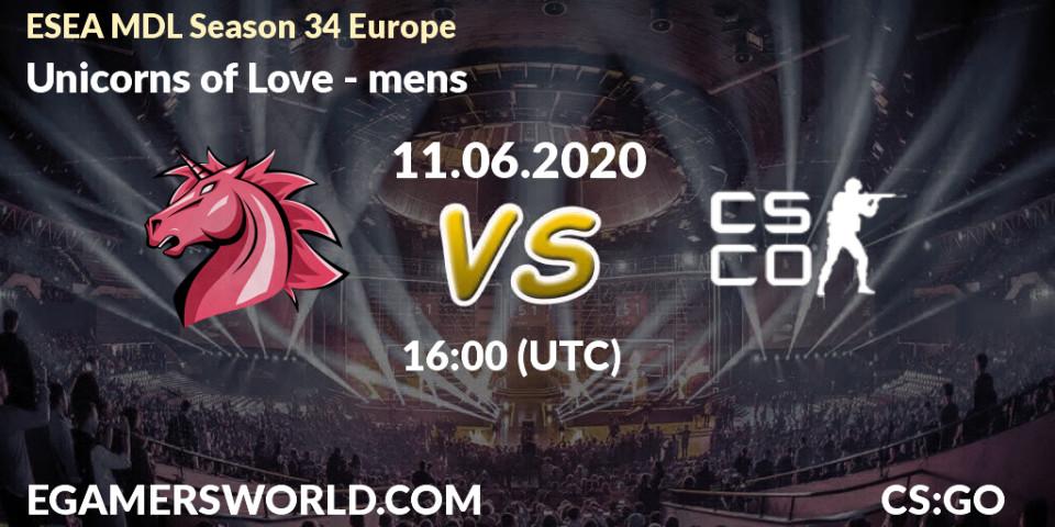 Unicorns of Love - mens: прогноз. 11.06.2020 at 16:05, Counter-Strike (CS2), ESEA MDL Season 34 Europe